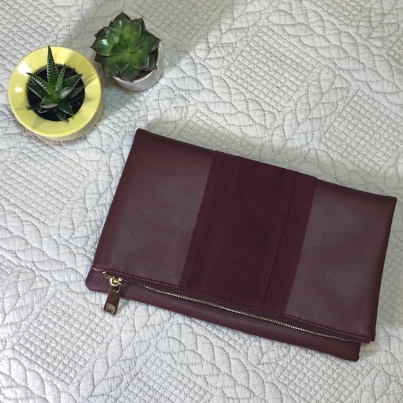 Summer and Rose Burgundy Foldover Clutch - Picture 4 of 7